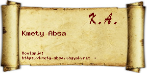 Kmety Absa névjegykártya